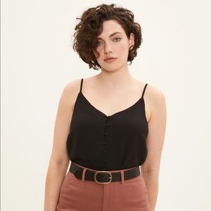 Frank & Oak Button-Up Slip Cami in Black